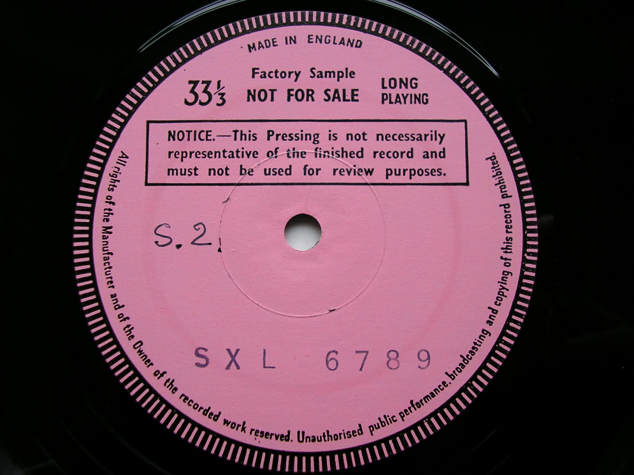 SXL 6789 BEETHOVEN: VIOLIN SONATAS Op. 12 No. 3 & Op. 30 No. 3 PERLMAN / ASHKENAZY test pressing