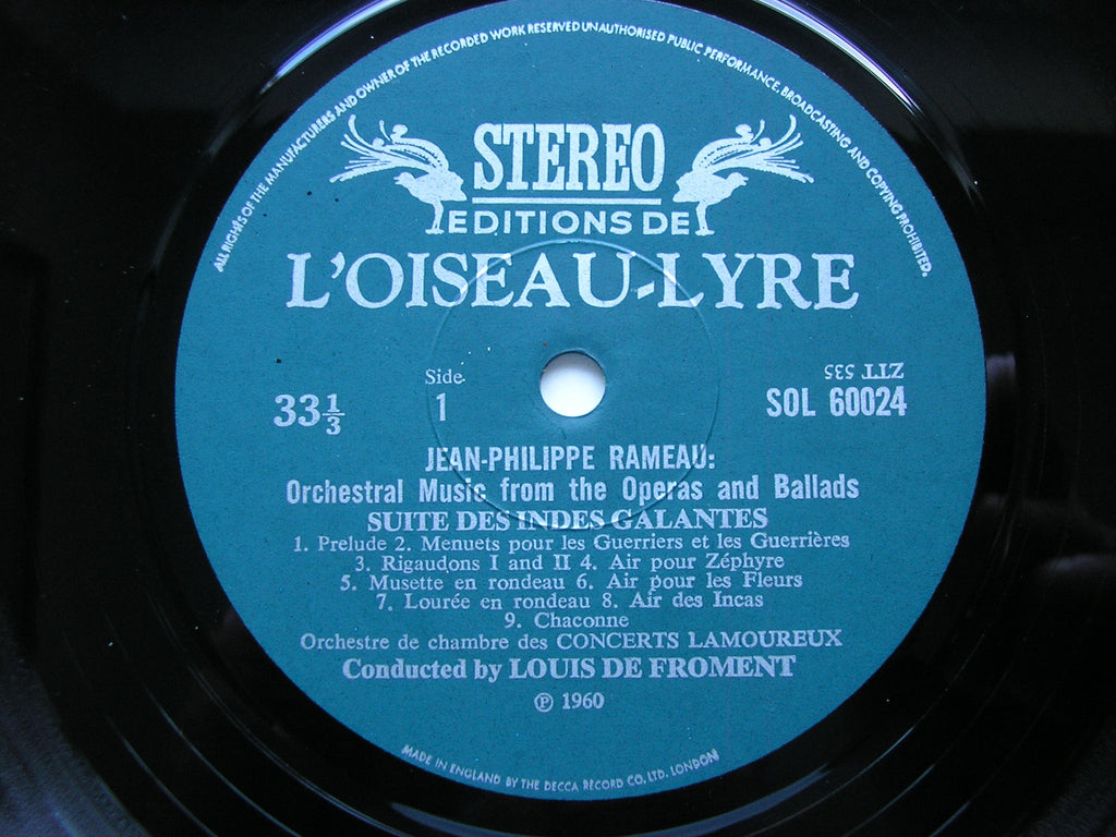 RAMEAU: ORCHESTRAL MUSIC: LES INDES GALANTES Suite / SUITE DE DANCES       FROMENT / LAMOUREUX ORCHESTRA       SOL 60024