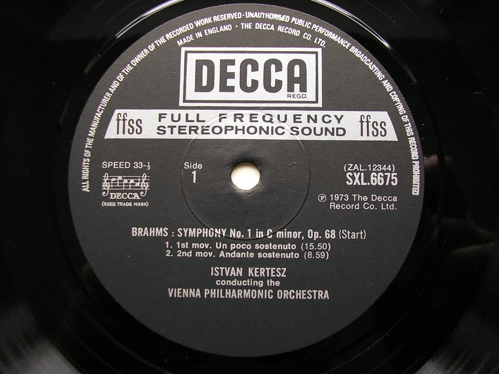 SXL 6675-78 BRAHMS: THE FOUR SYMPHONIES KERTESZ / VIENNA PHILHARMONIC 4LP