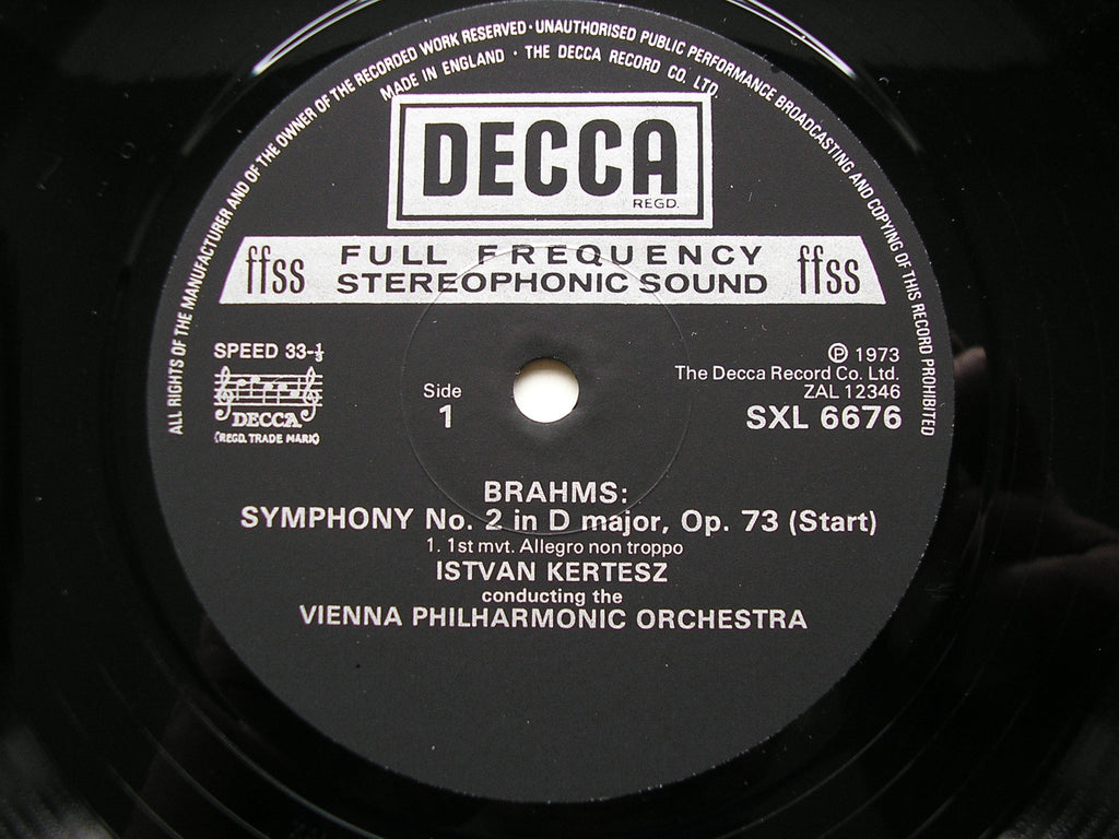 SXL 6675-78 BRAHMS: THE FOUR SYMPHONIES KERTESZ / VIENNA PHILHARMONIC 4LP