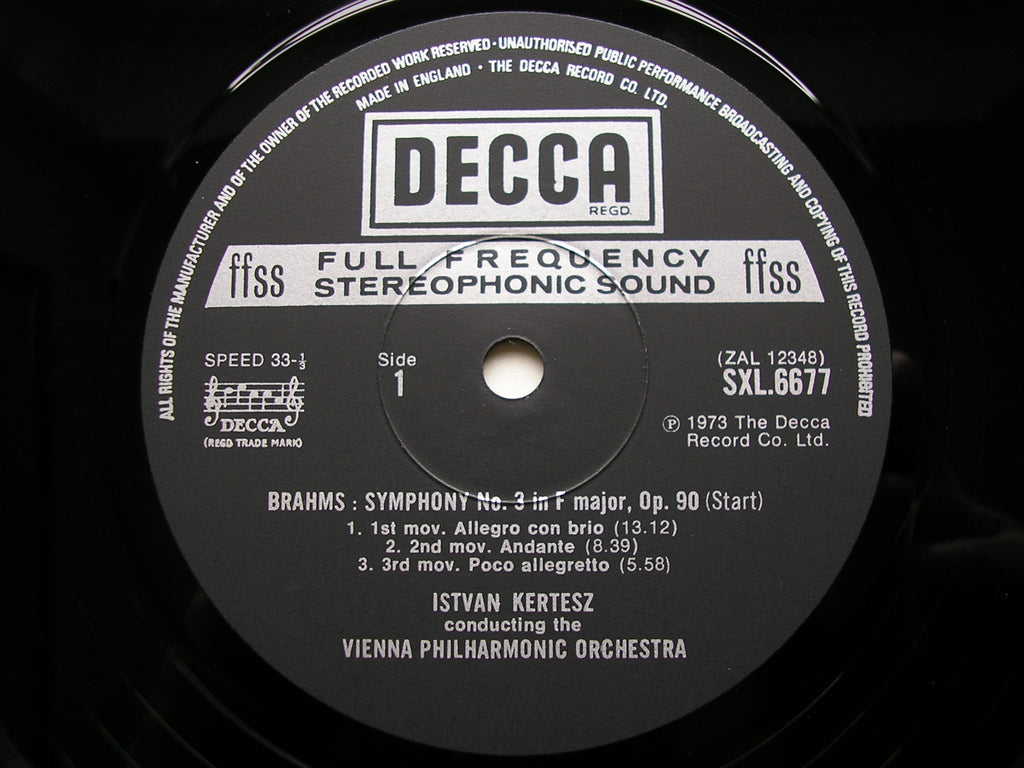 SXL 6675-78 BRAHMS: THE FOUR SYMPHONIES KERTESZ / VIENNA PHILHARMONIC 4LP
