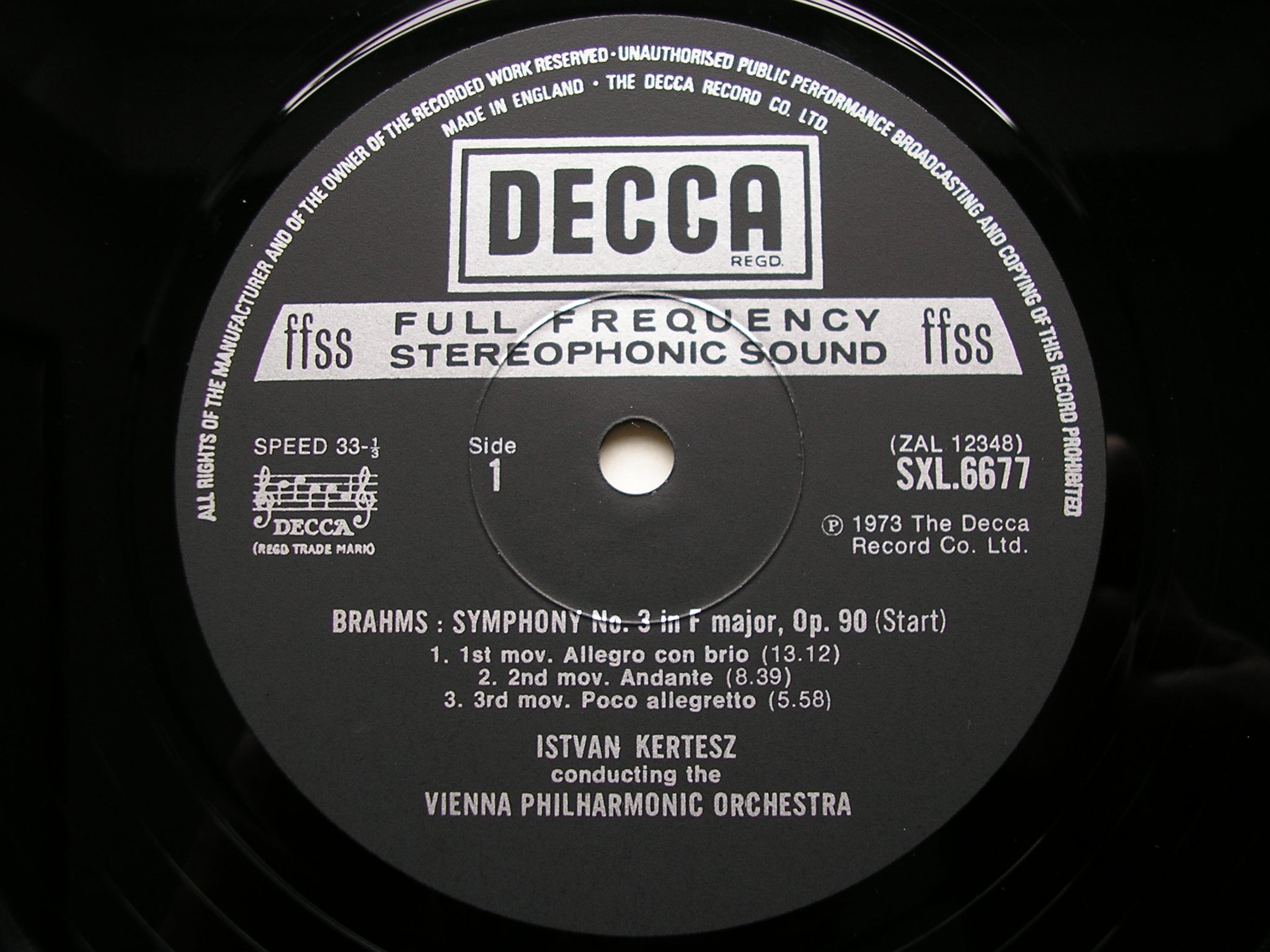 SXL 6675-78 BRAHMS: THE FOUR SYMPHONIES KERTESZ / VIENNA PHILHARMONIC 4LP