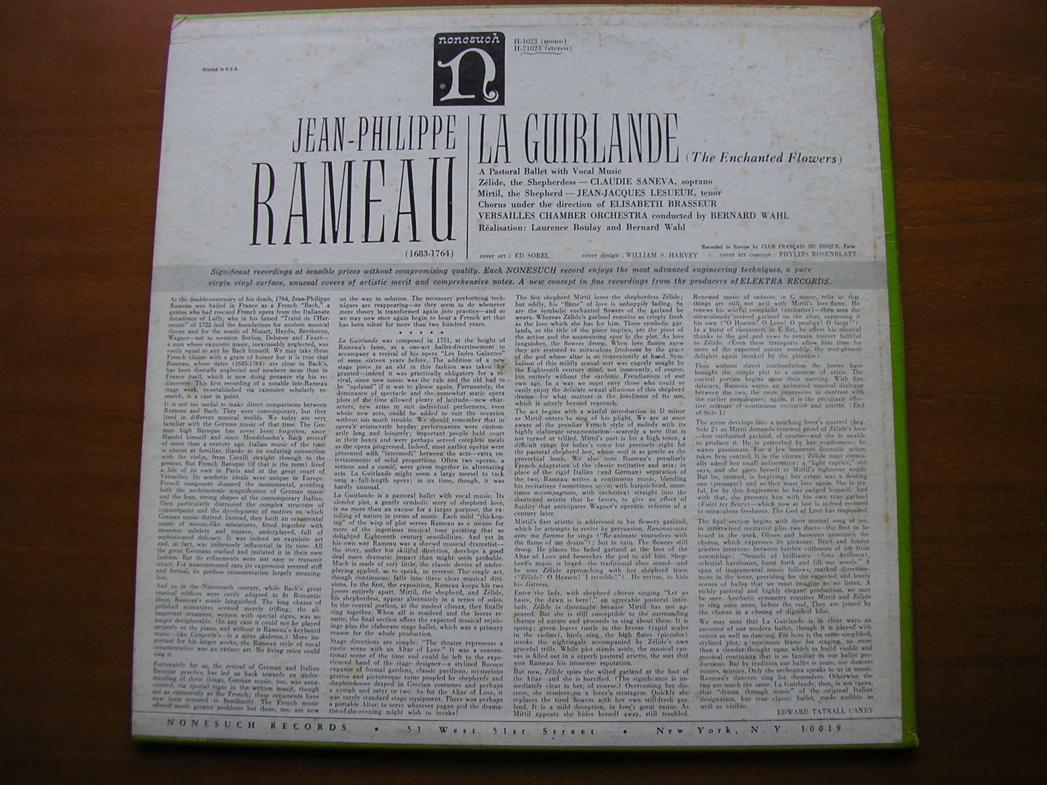 RAMEAU: LA GUIRLANDE      SOLOISTS / VERSAILLES CHAMBER ORCHESTRA / WAHL     H-71023