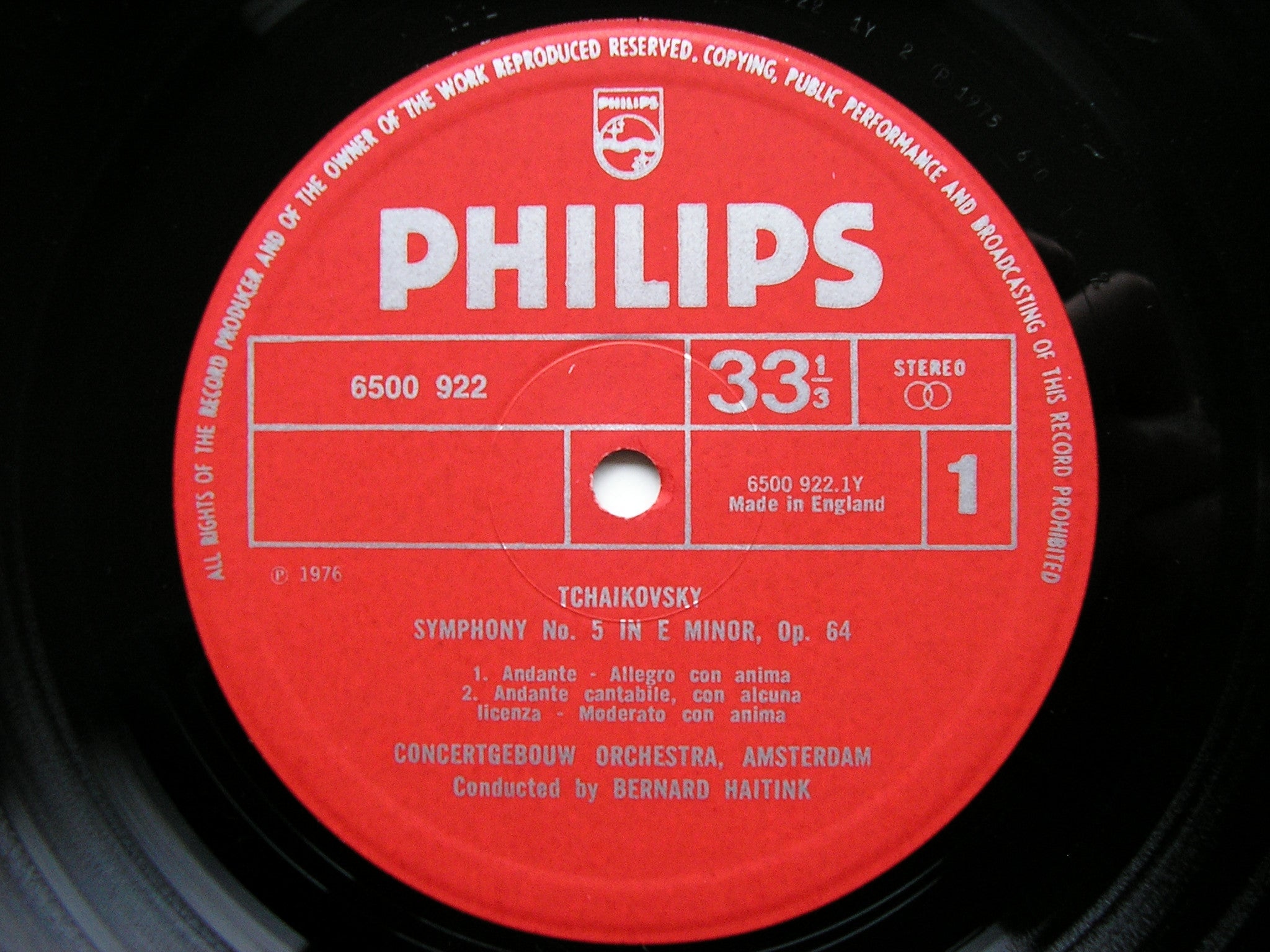 TCHAIKOVSKY: SYMPHONY No. 5   HAITINK / CONCERTGEBOUW  6500 922