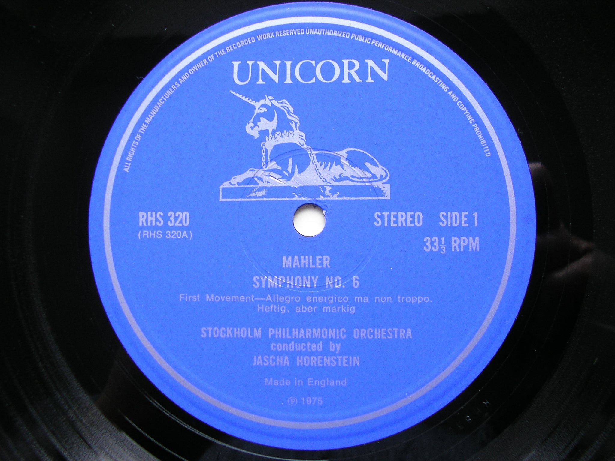 MAHLER: SYMPHONY No. 6      HORENSTEIN / STOCKHOLM PHILHARMONIC    RHS 320 - 1