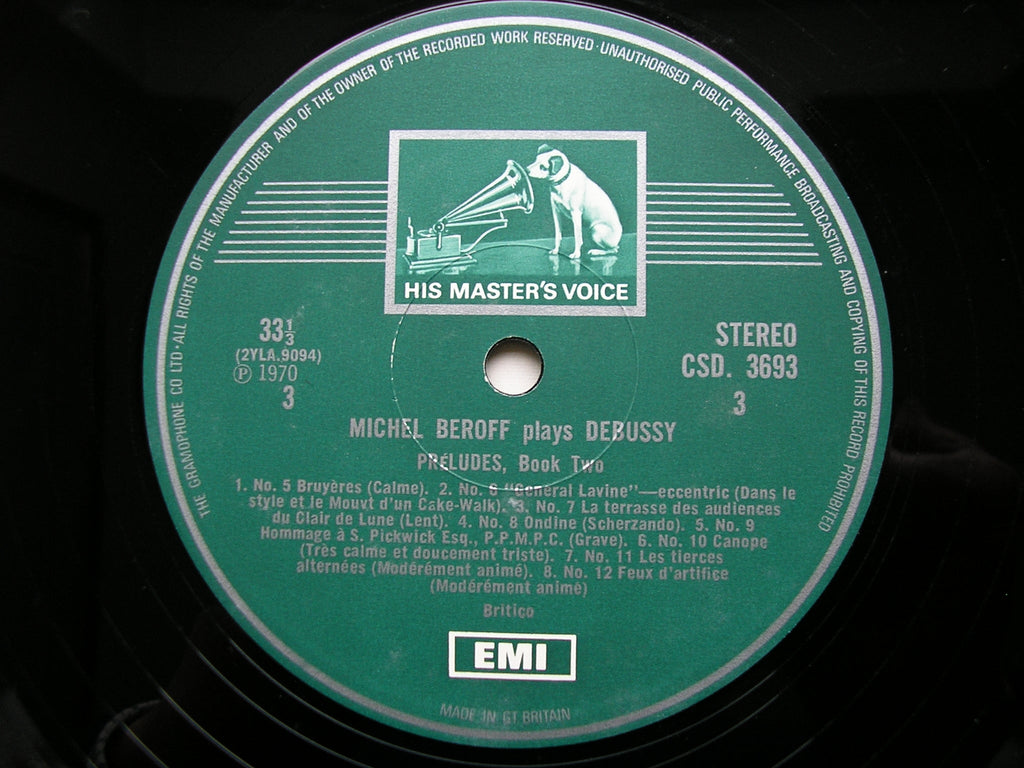 DEBUSSY: PRELUDES Books 1 & 2 / ESTAMPES / POUR LE PIANO    MICHEL BEROFF    2LP     SLS 803