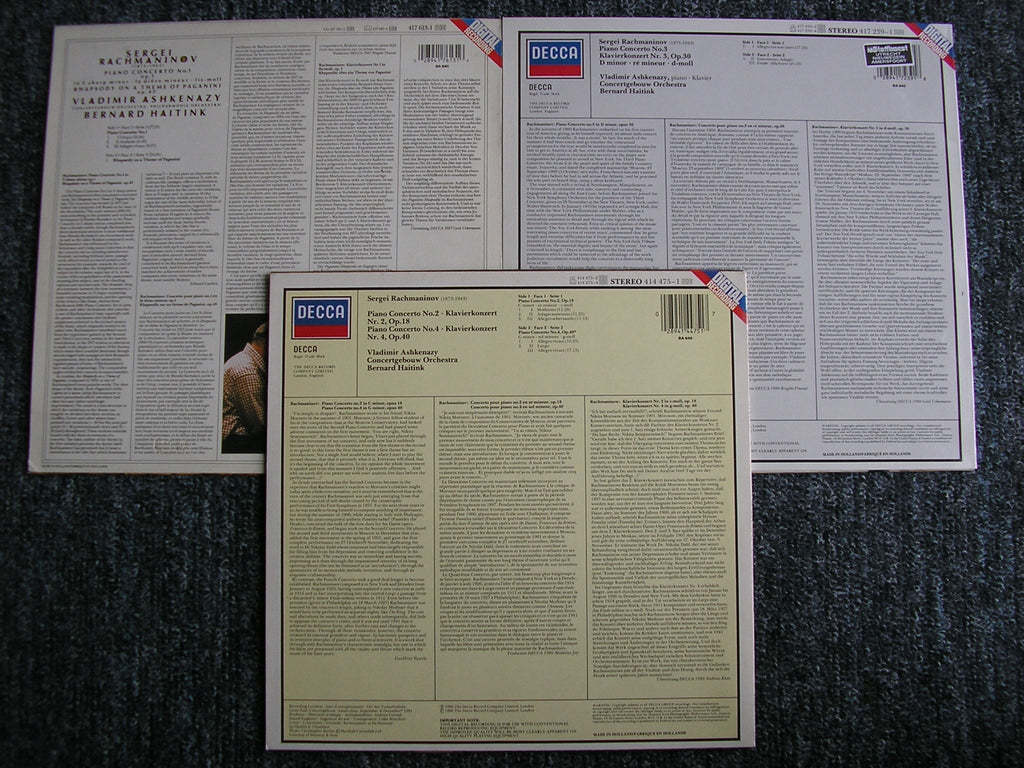 RACHMANINOV: THE PIANO CONCERTOS / RHAPSODY    ASHKENAZY / CONCERTGEBOUW ORCHESTRA / HAITINK   3 LP