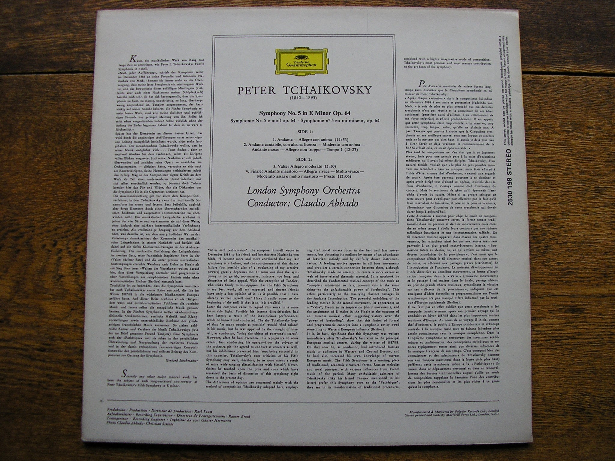 TCHAIKOVSKY: SYMPHONY No. 5   ABBADO / LONDON SYMPHONY  2530 198
