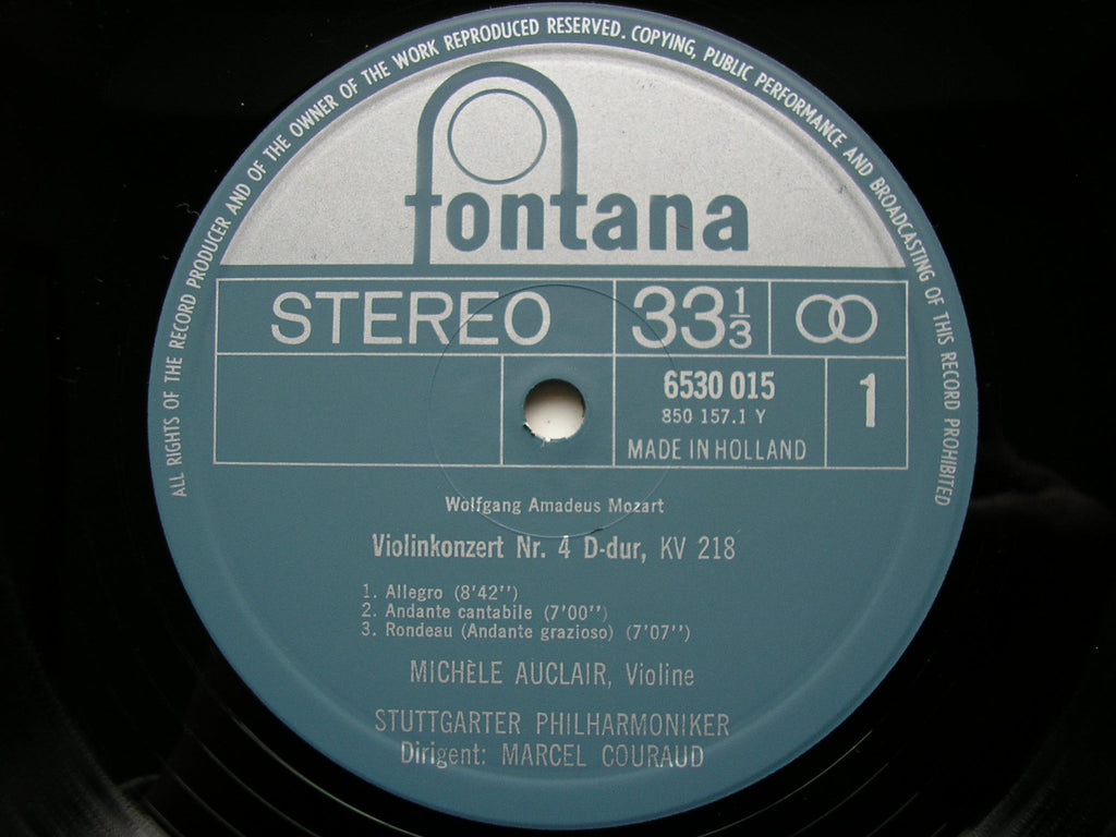 MOZART: VIOLIN CONCERTOS Nos. 4 & 5      AUCLAIR / STUTTGART PHILHARMONIC / COURAUD    6530 015