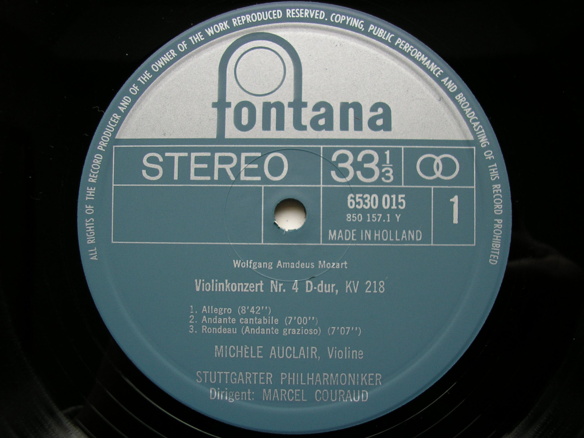 MOZART: VIOLIN CONCERTOS Nos. 4 & 5      AUCLAIR / STUTTGART PHILHARMONIC / COURAUD    6530 015