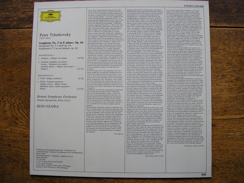 TCHAIKOVSKY: SYMPHONY No. 5  OZAWA / BOSTON SYMPHONY   2530 888