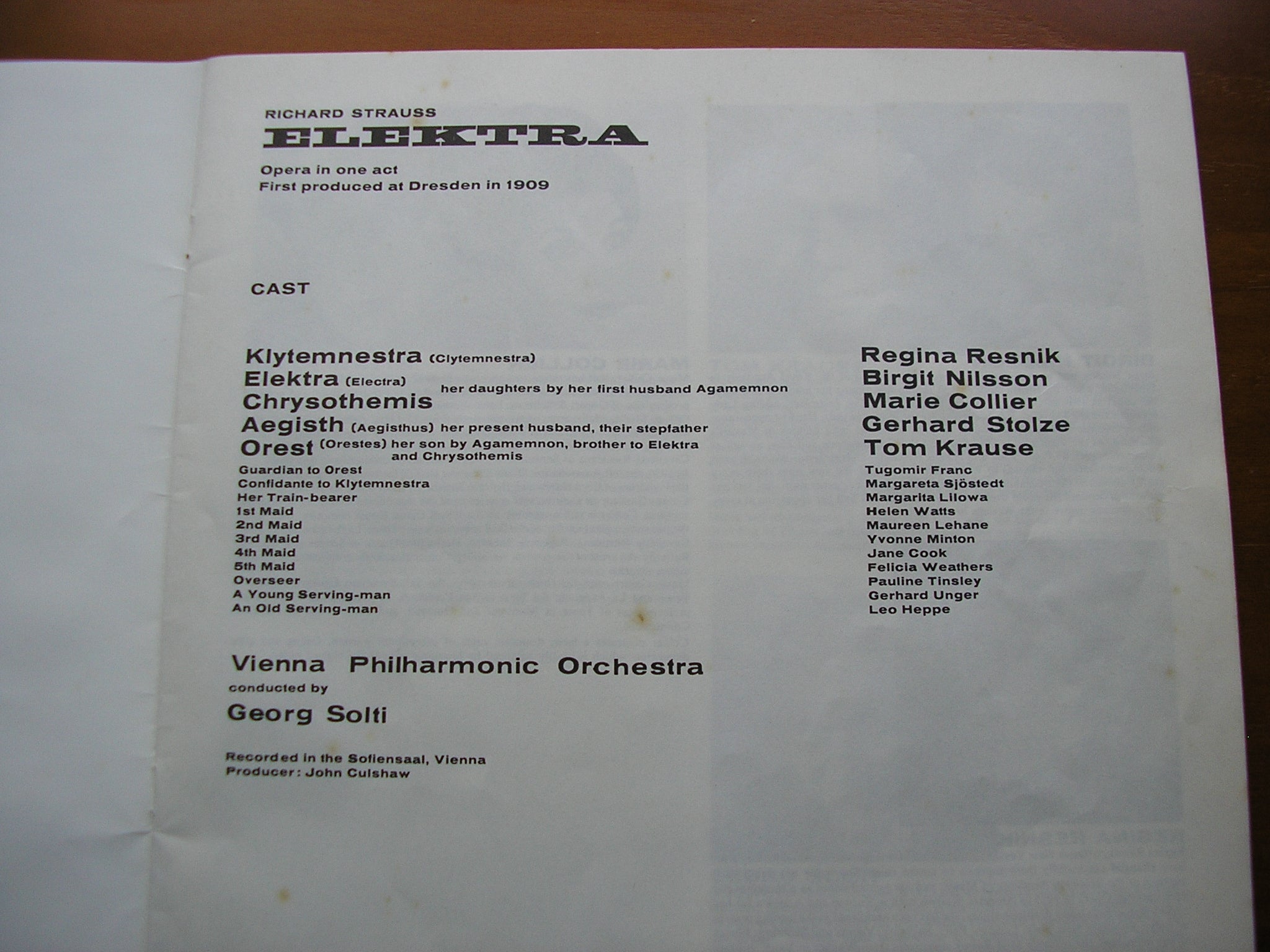 STRAUSS: ELEKTRA    NILSSON / RESNIK / VIENNA PHILHARMONIC / SOLTI     2LP    test pressing      SET 354 - 5
