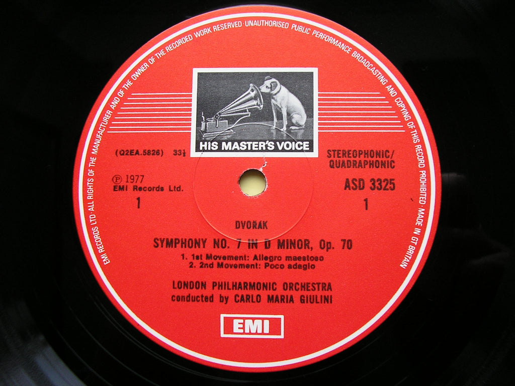 DVORAK: SYMPHONY No. 7     GIULINI / LONDON PHILHARMONIC   ASD 3325