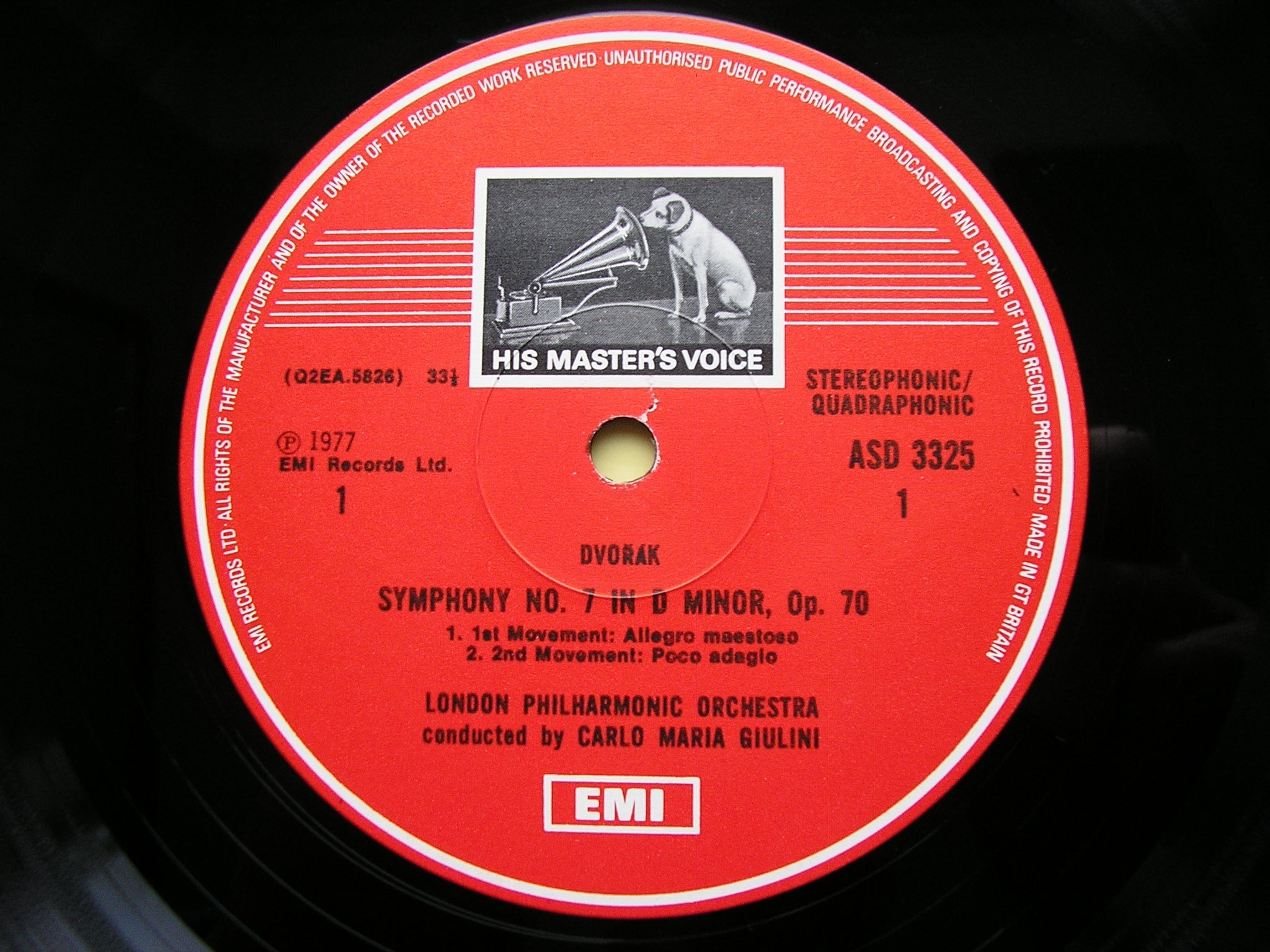 DVORAK: SYMPHONY No. 7     GIULINI / LONDON PHILHARMONIC   ASD 3325
