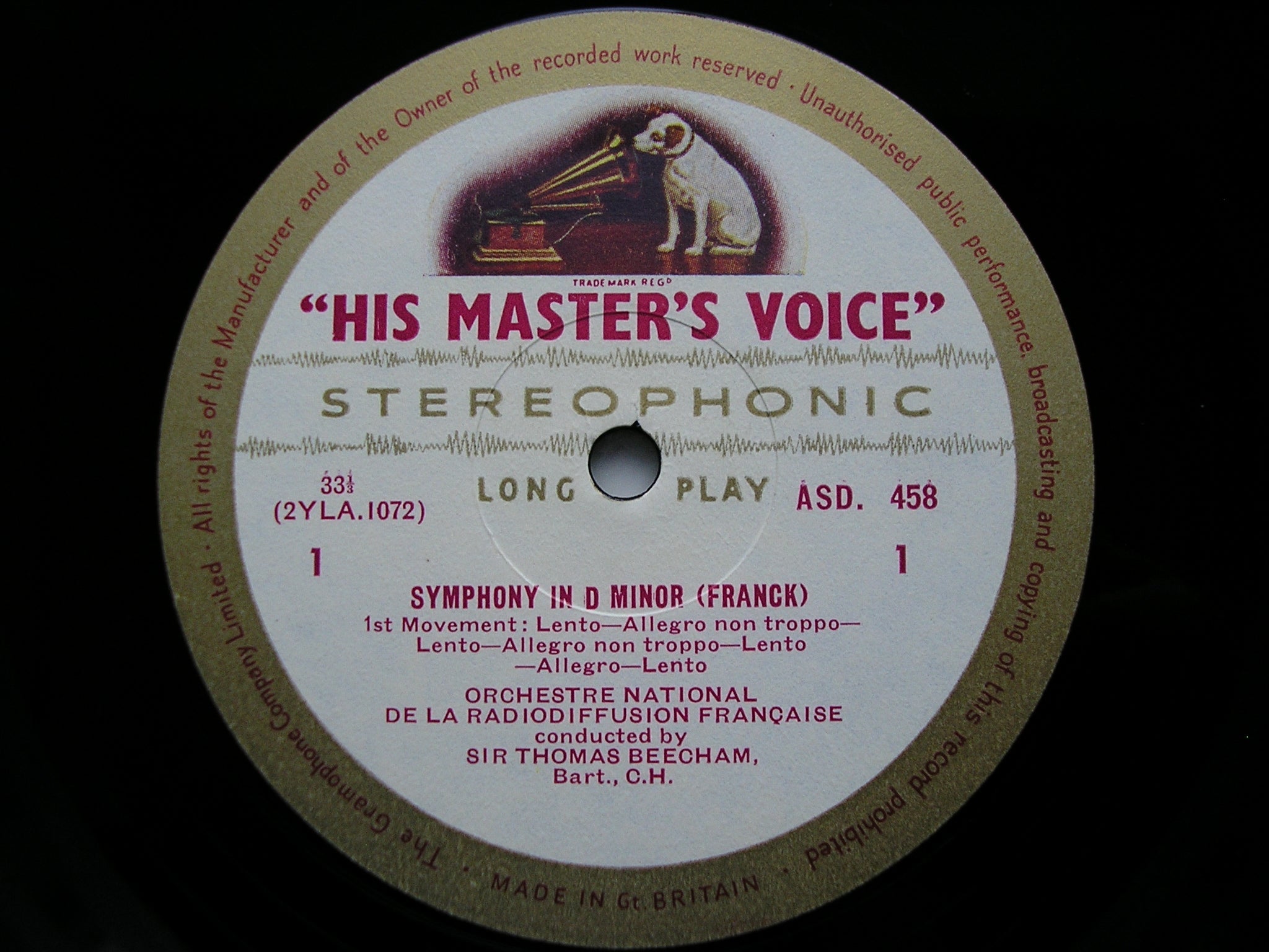 FRANCK: SYMPHONY in D      BEECHAM / FRENCH NATIONAL RADIO ORCHESTRA      ASD 458