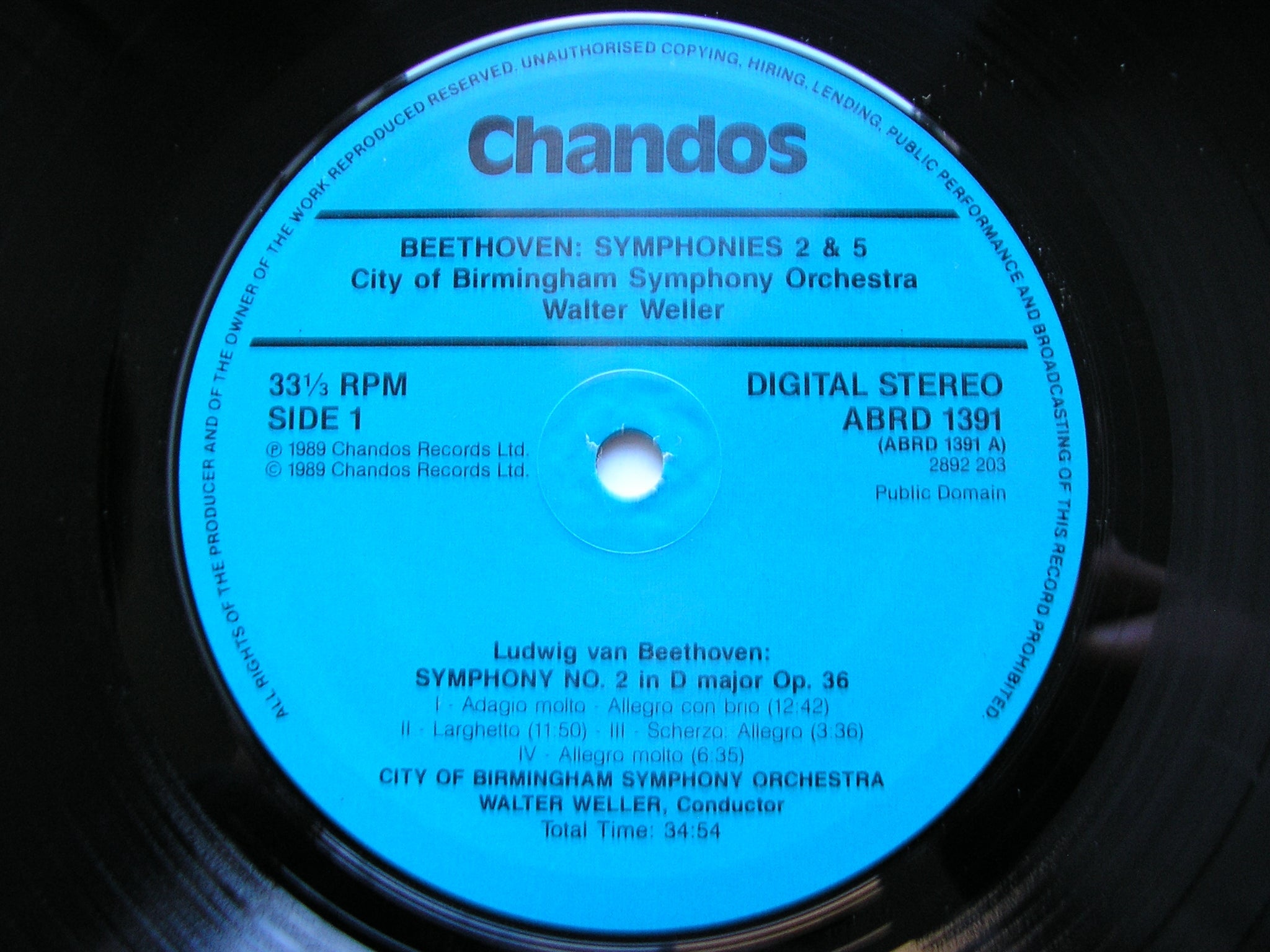 BEETHOVEN: THE NINE SYMPHONIES    WELLER / CITY OF BIRMINGHAM SYMPHONY  ABRD 1389 - 1393