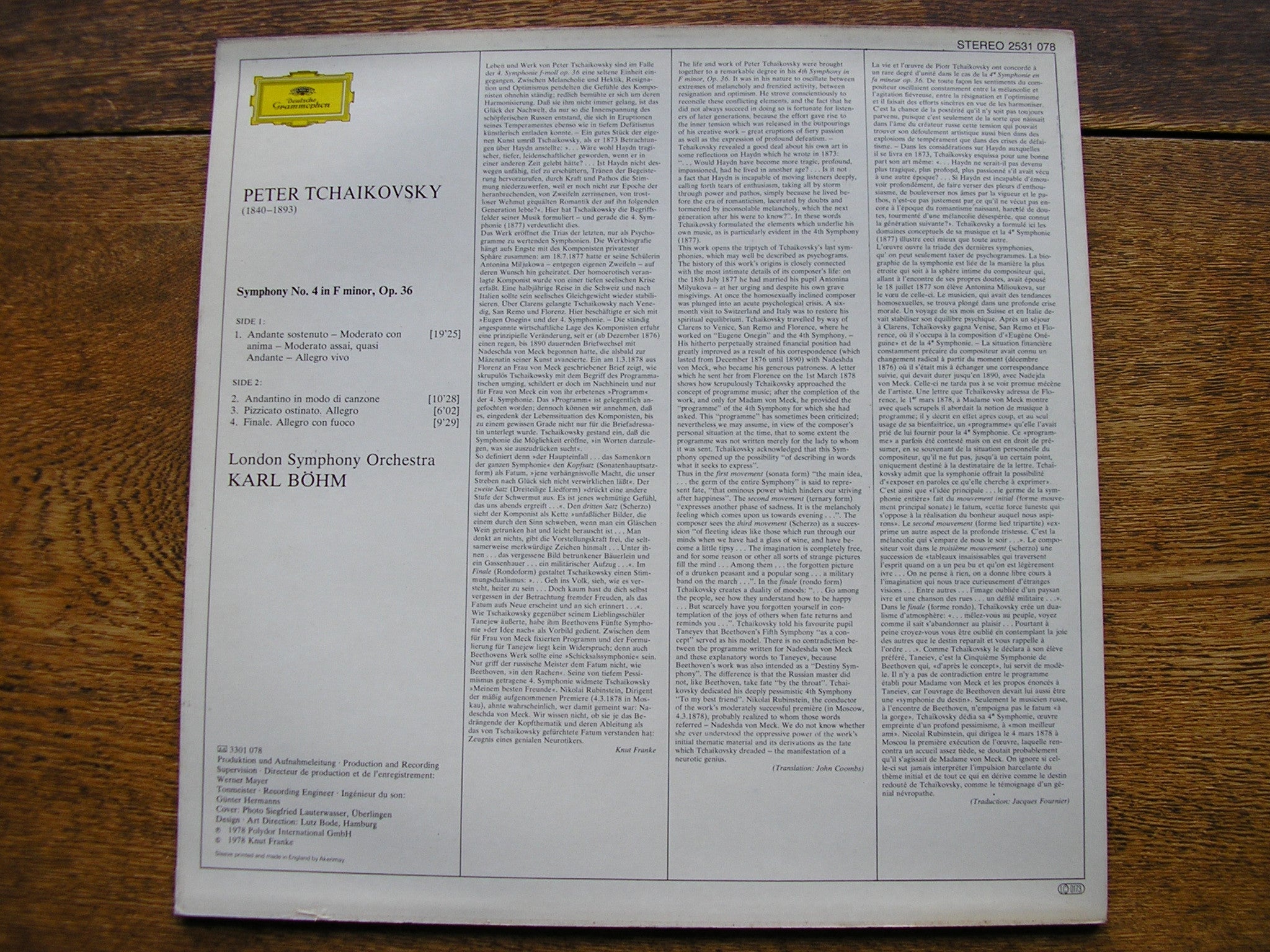 TCHAIKOVSKY: SYMPHONY No. 4   BOHM / LONDON SYMPHONY   2531 078