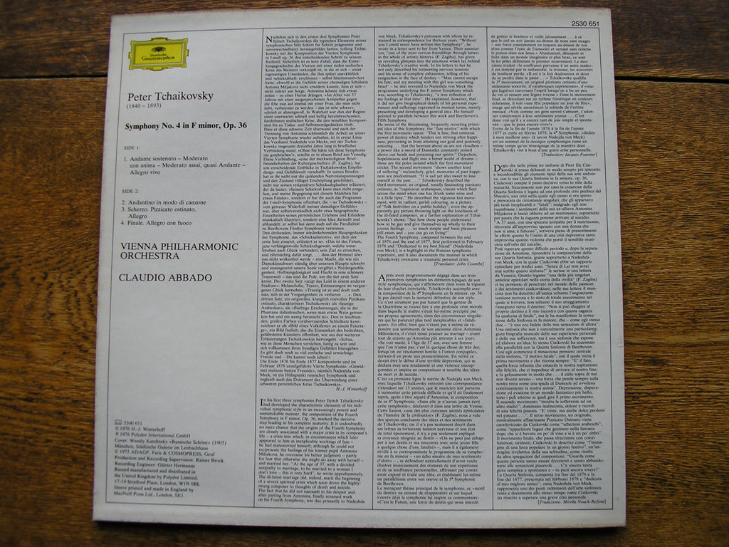 TCHAIKOVSKY: SYMPHONY No. 4   ABBADO / VIENNA PHILHARMONIC  2530 651