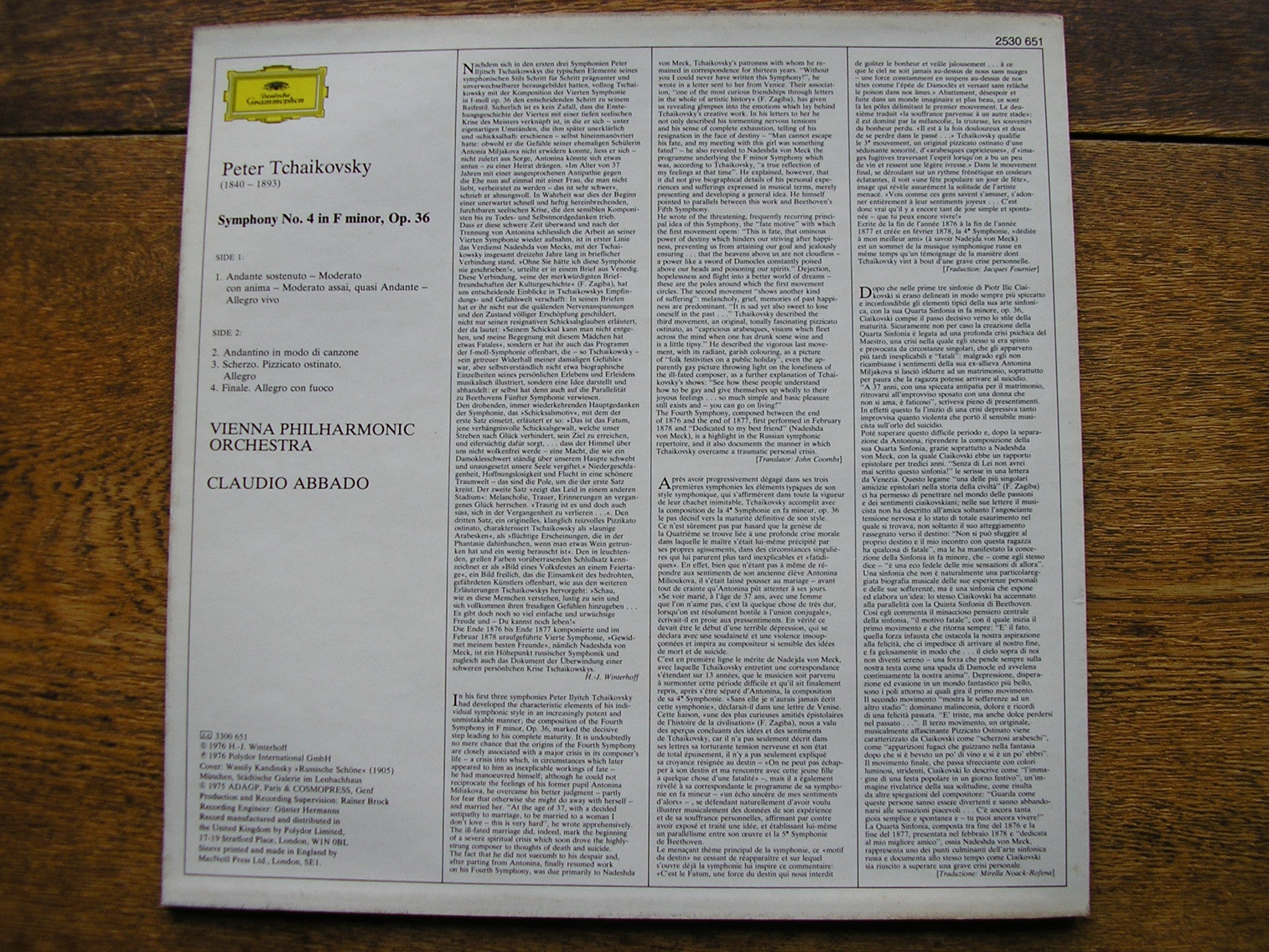 TCHAIKOVSKY: SYMPHONY No. 4   ABBADO / VIENNA PHILHARMONIC  2530 651