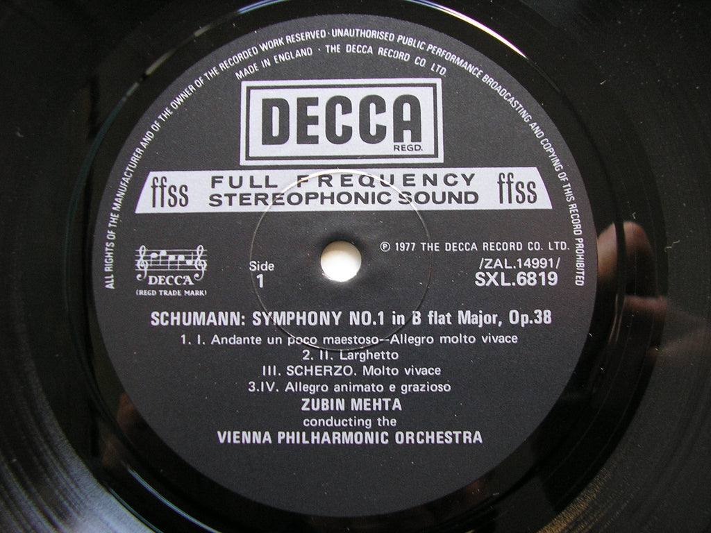 SXL 6819 / 6976 / SXDL 7555 SCHUMANN: THE SYMPHONIES / TWO OVERTURES MEHTA / VIENNA PHILHARMONIC