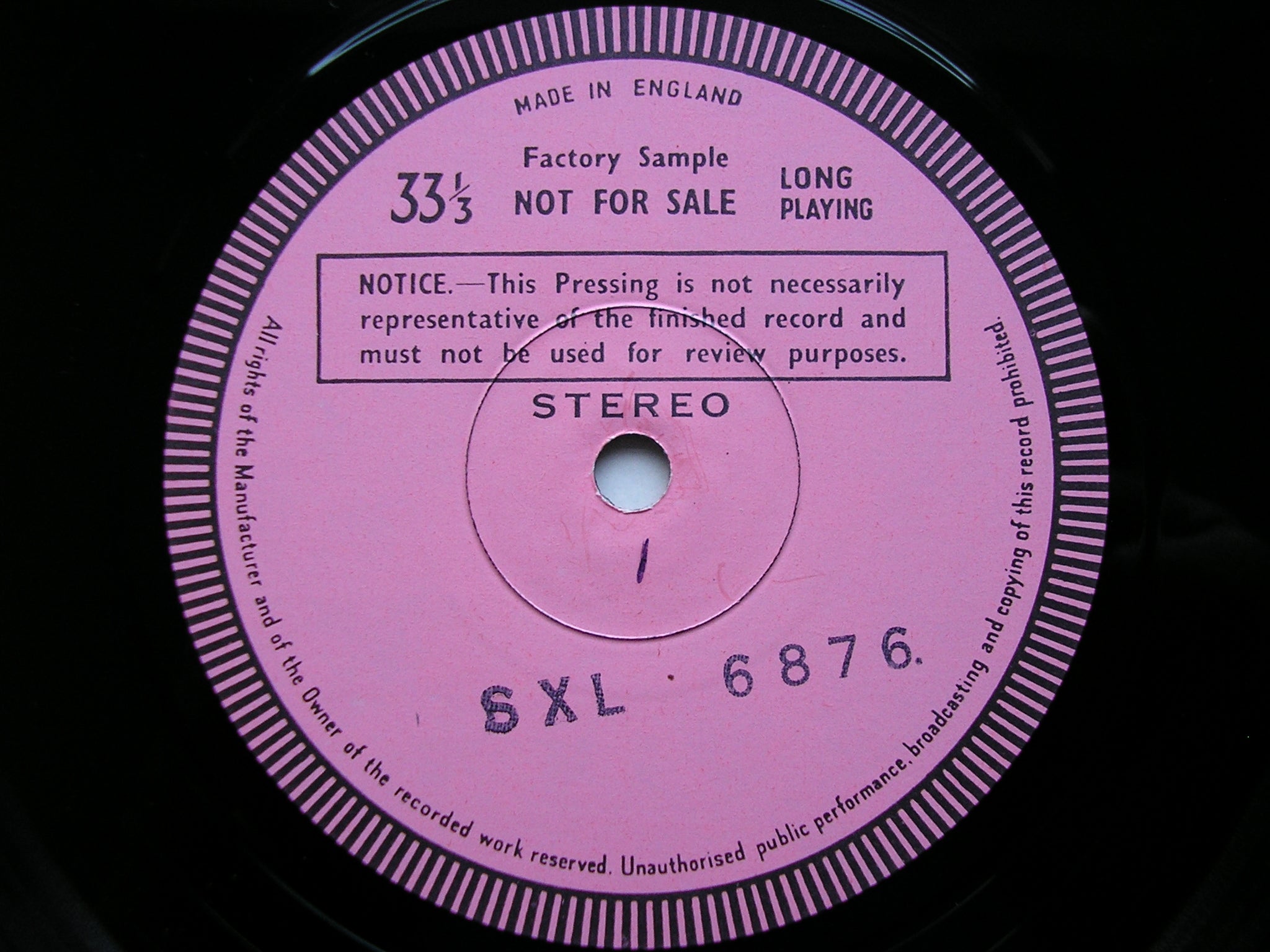 SXL 6876 WEBER: SYMPHONYN No. 1 / OVERTURES / INVITATION TO THE DANCE STEIN / VIENNA PHILHARMONIC test pressing