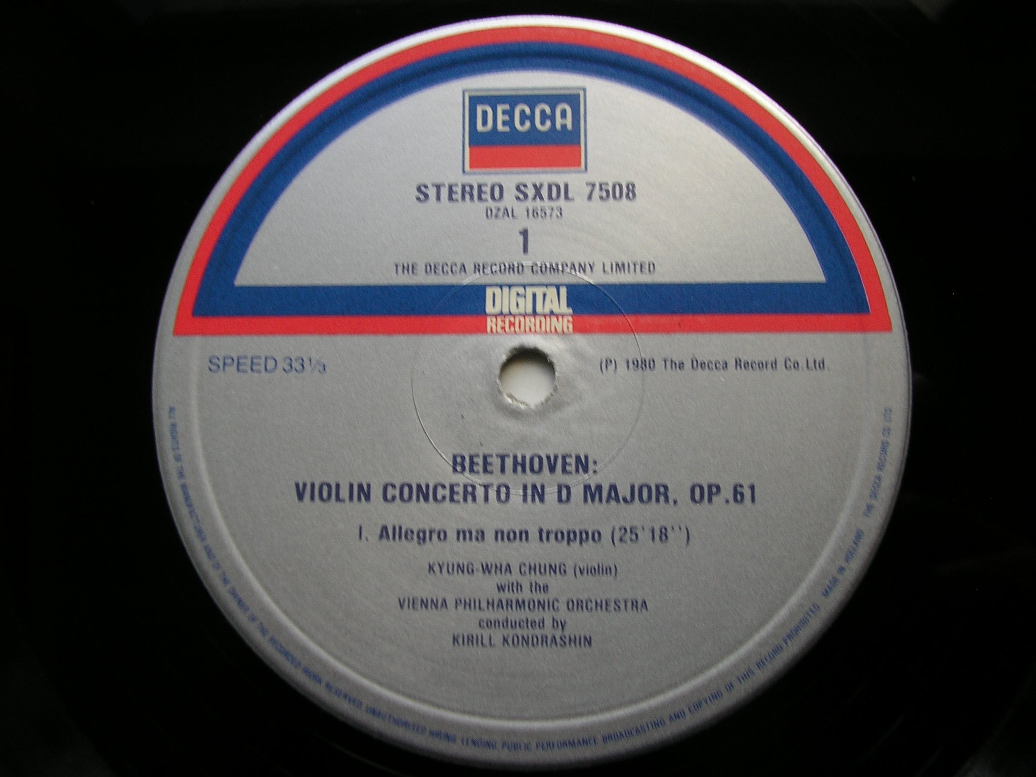 BEETHOVEN: VIOLIN CONCERTO      KYUNG WHA-CHUNG / VIENNA PHILHARMONIC / KONDRASHIN     SXDL 7508