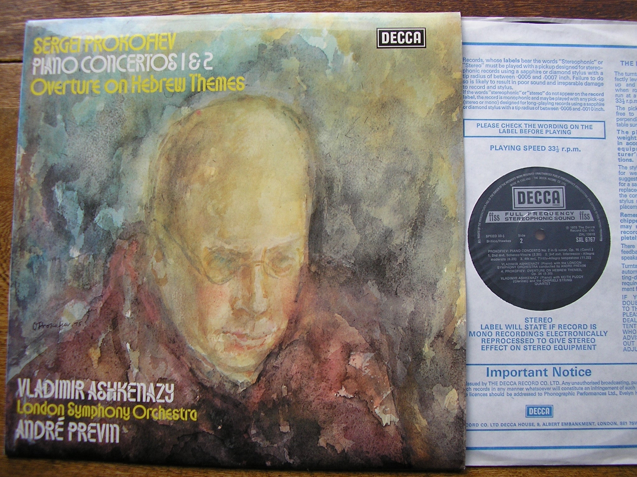 SXL 6767 PROKOFIEV: PIANO CONCERTOS Nos. 1 & 2 ASHKENAZY / LONDON SYMPHONY / PREVIN