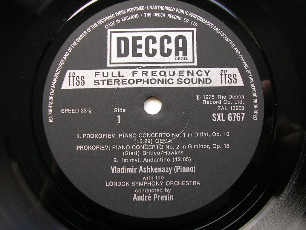 SXL 6767 PROKOFIEV: PIANO CONCERTOS Nos. 1 & 2 ASHKENAZY / LONDON SYMPHONY / PREVIN