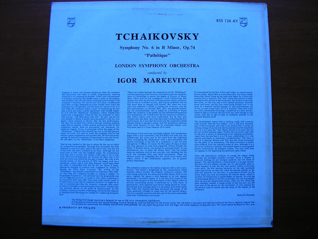 TCHAIKOVSKY: SYMPHONY No. 6    MARKEVITCH / LONDON SYMPHONY  835 126 AY