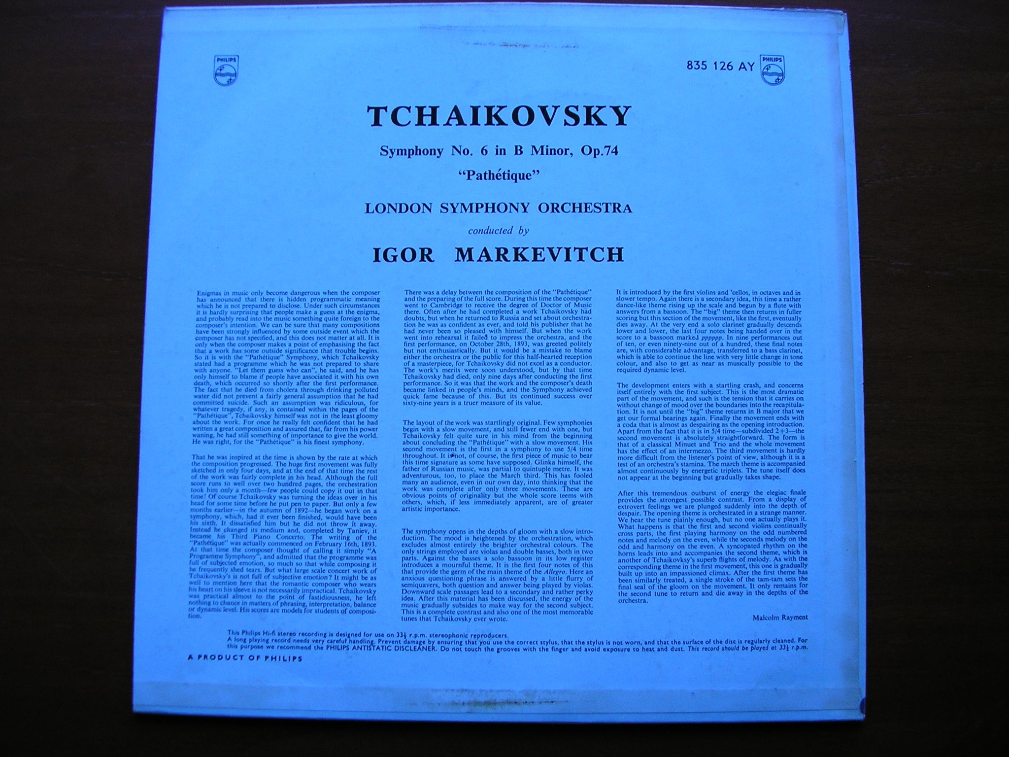 TCHAIKOVSKY: SYMPHONY No. 6    MARKEVITCH / LONDON SYMPHONY  835 126 AY