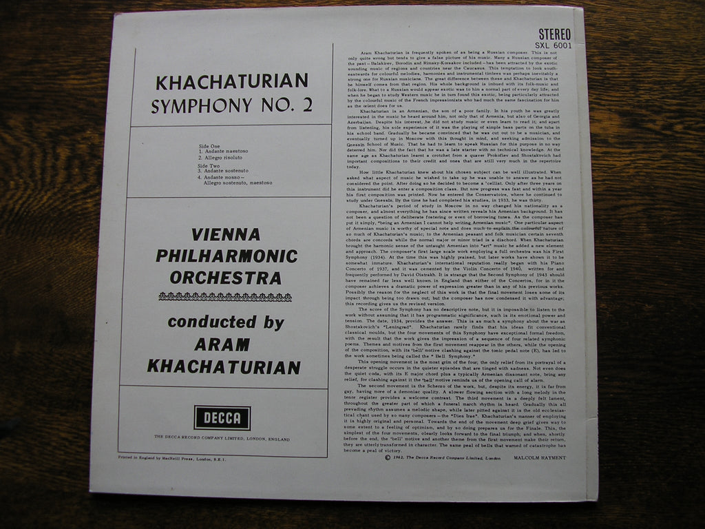KHACHATURIAN: SYMPHONY No. 2     KHACHATURIAN / VIENNA PHILHARMONIC    SXL 6001