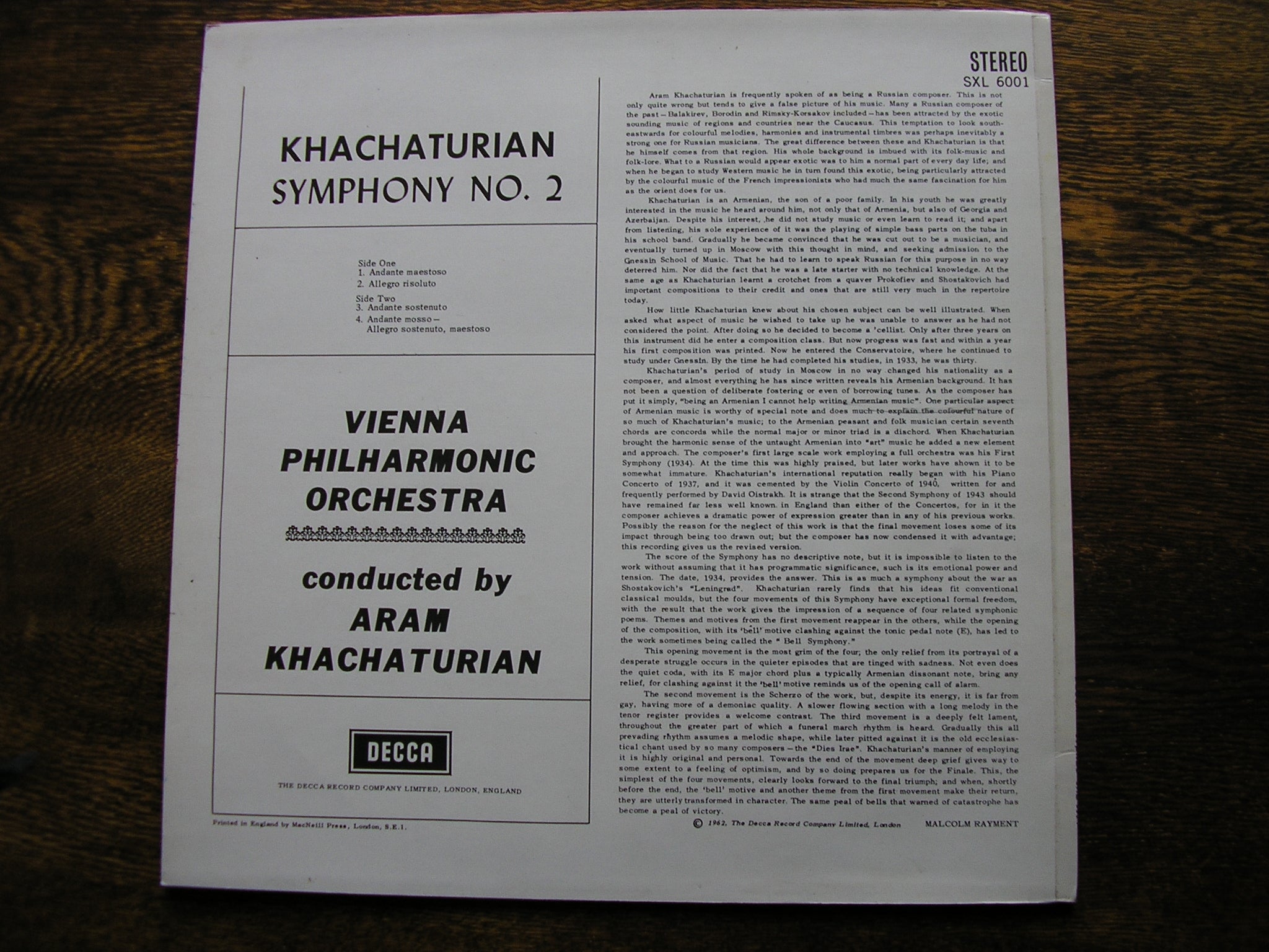 KHACHATURIAN: SYMPHONY No. 2     KHACHATURIAN / VIENNA PHILHARMONIC    SXL 6001