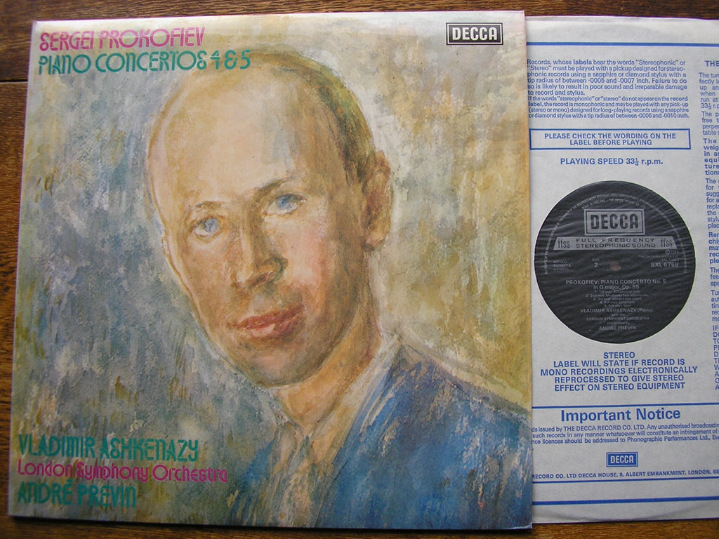 SXL 6769 PROKOFIEV: PIANO CONCERTOS Nos. 4 & 5 ASHKENAZY / LONDON SYMPHONY / PREVIN