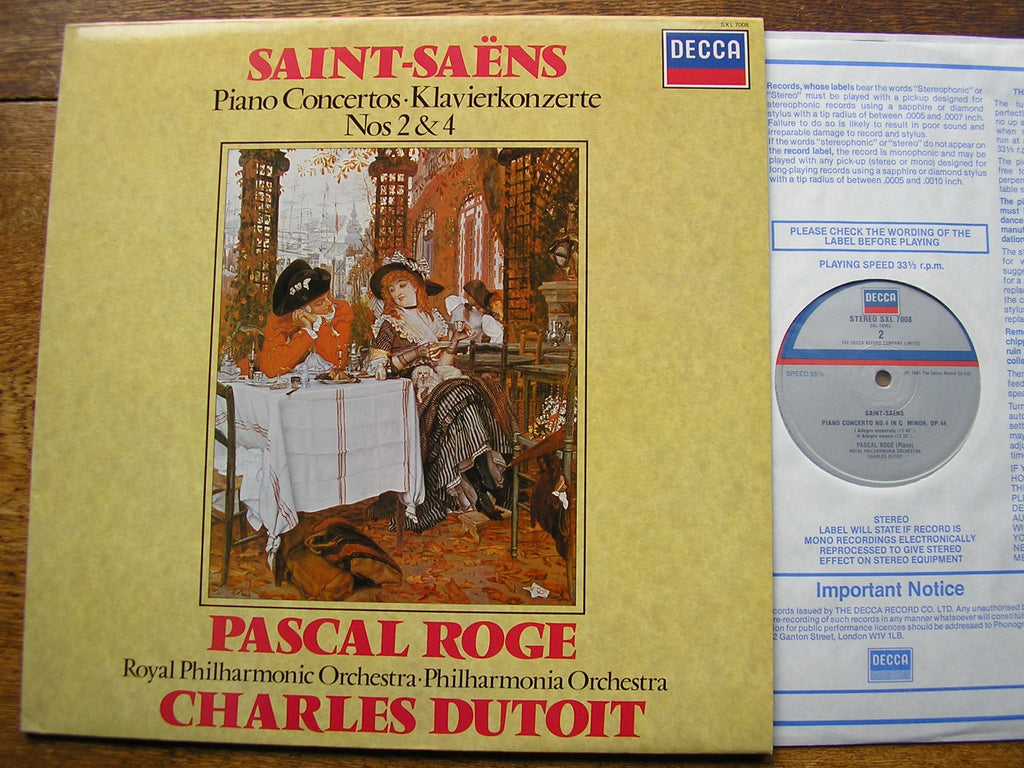 SXL 7008 SAINT - SAENS: PIANO CONCERTOS Nos. 2 & 4 PASCAL ROGE / ROYAL PHILHARMONIC / DUTOIT