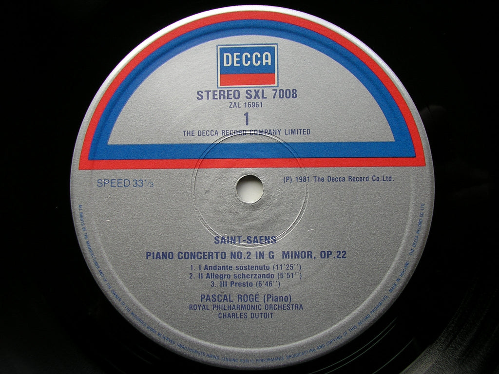 SXL 7008 SAINT - SAENS: PIANO CONCERTOS Nos. 2 & 4 PASCAL ROGE / ROYAL PHILHARMONIC / DUTOIT