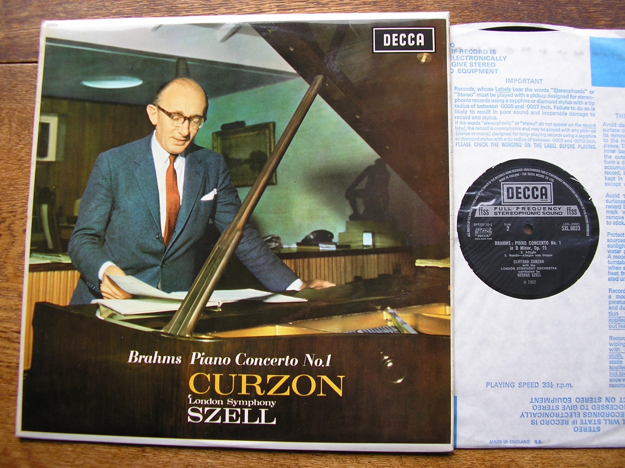 SXL 6023 BRAHMS: PIANO CONCERTO No. 1 CURZON / LONDON SYMPHONY / SZELL