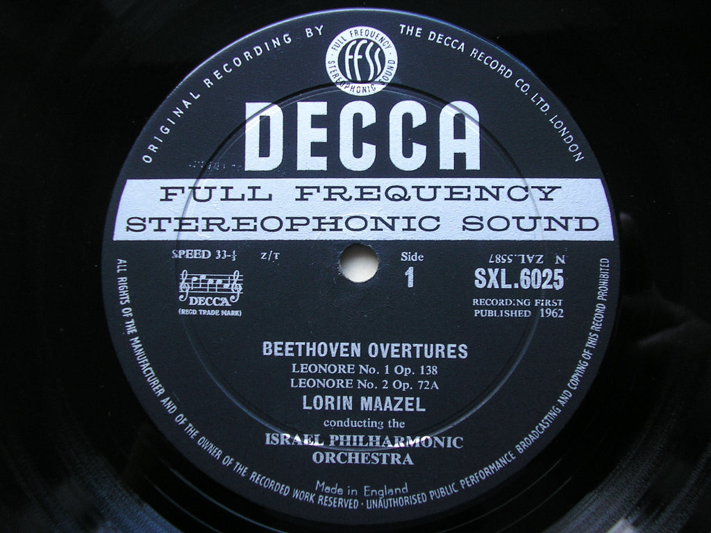 SXL 6025 BEETHOVEN: THE FOUR OVERTURES for 'FIDELIO' MAAZEL / ISRAEL PHILHARMONIC