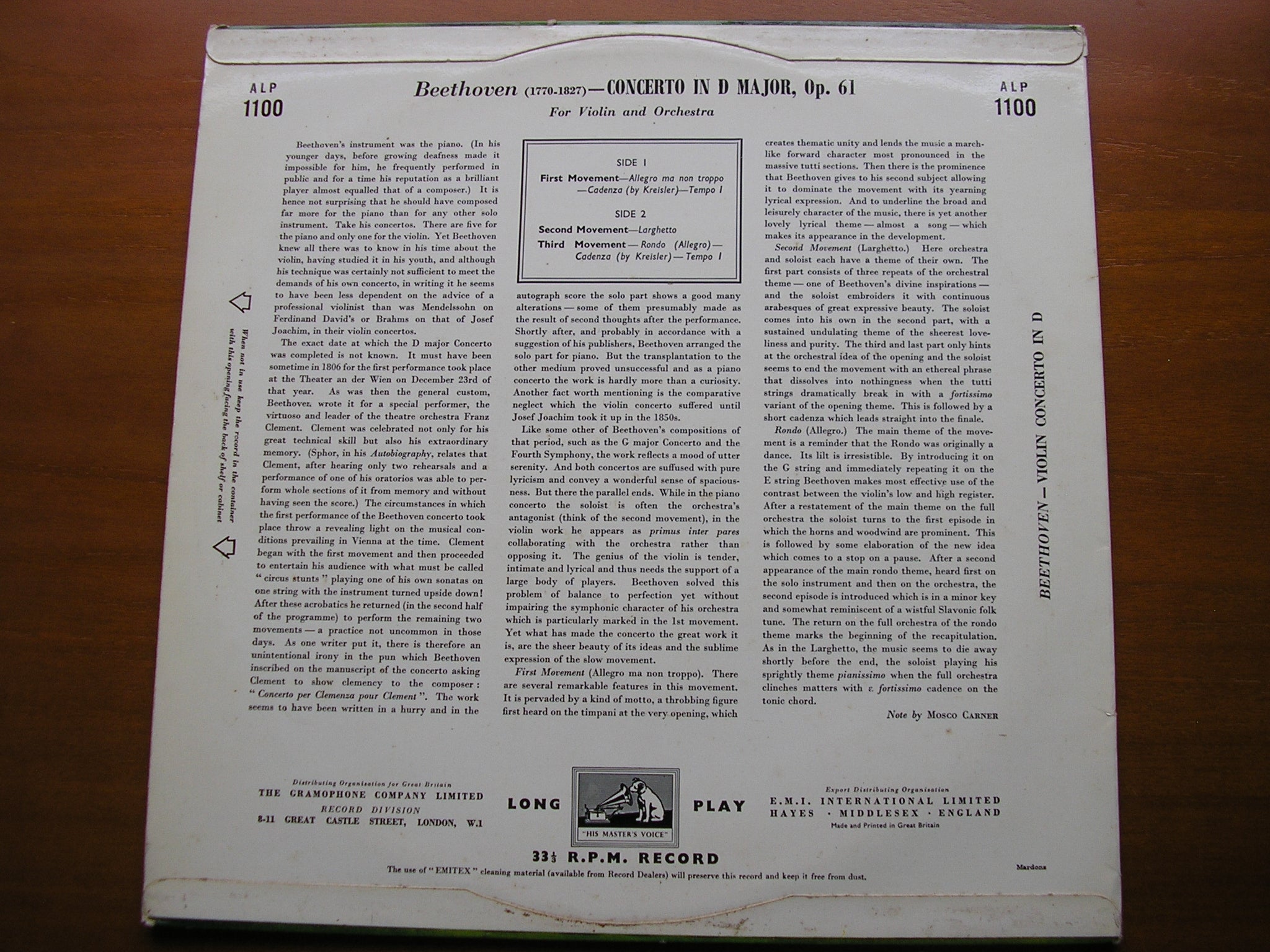 BEETHOVEN: VIOLIN CONCERTO        MENUHIN / PHILHARMONIA / FURTWANGLER     ALP 1100