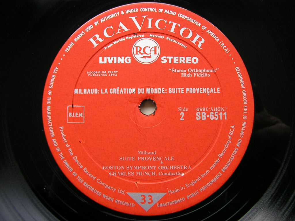 MILHAUD: LA CREATION DU MONDE / SUITE PROVENCALE   MUNCH / BOSTON SYMPHONY   SB 6511