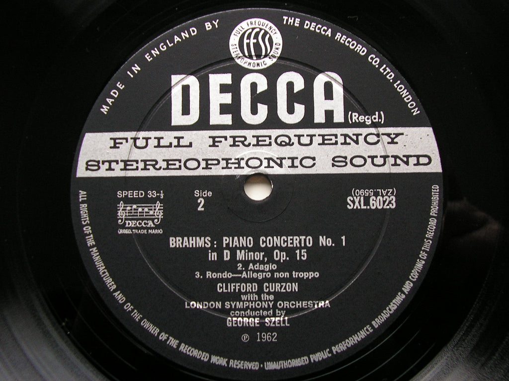 SXL 6023  BRAHMS: PIANO CONCERTO No. 1   CURZON / LONDON SYMPHONY / SZELL      ED2