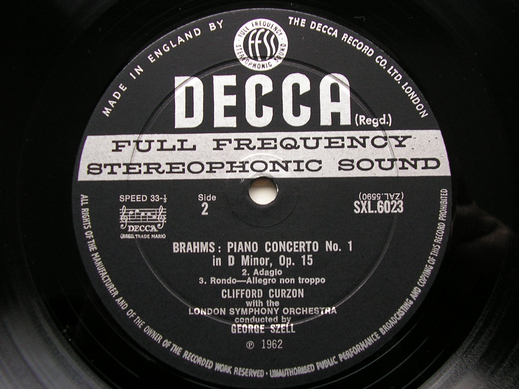 SXL 6023  BRAHMS: PIANO CONCERTO No. 1   CURZON / LONDON SYMPHONY / SZELL      ED2
