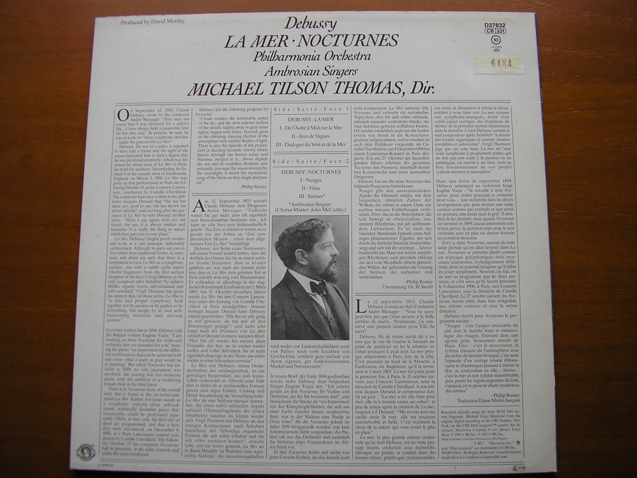 DEBUSSY: LA MER / NOCTURNES    TILSON THOMAS / PHILHARMONIA    D37832