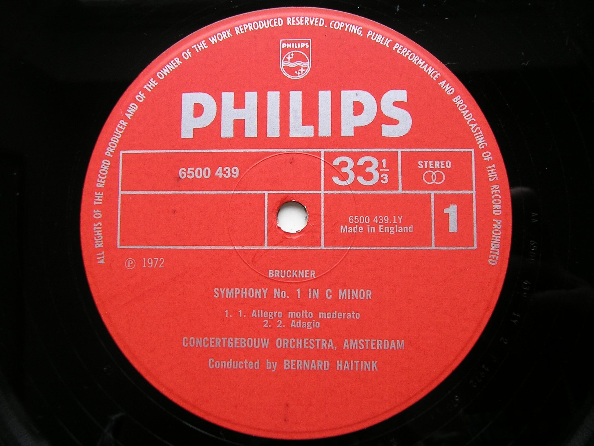 BRUCKNER: SYMPHONY No. 1      HAITINK / CONCERTGEBOUW ORCHESTRA      6500 439