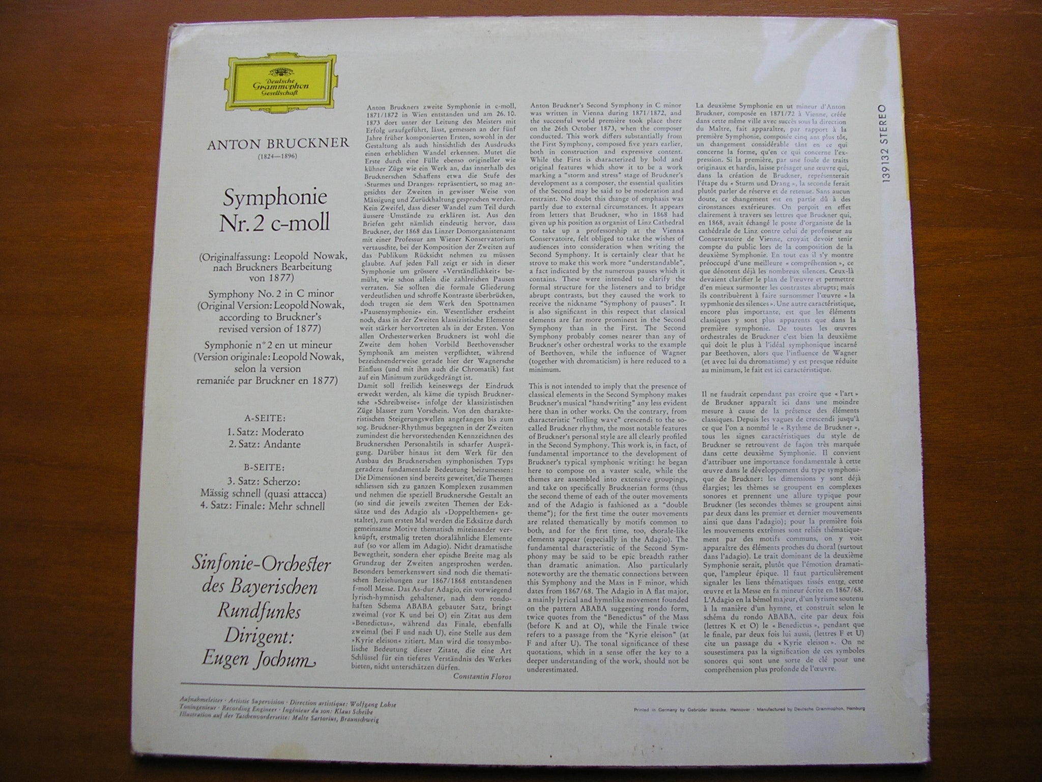 BRUCKNER: SYMPHONY No. 2        JOCHUM / BAVARIAN RADIO SYMPHONY      139 132