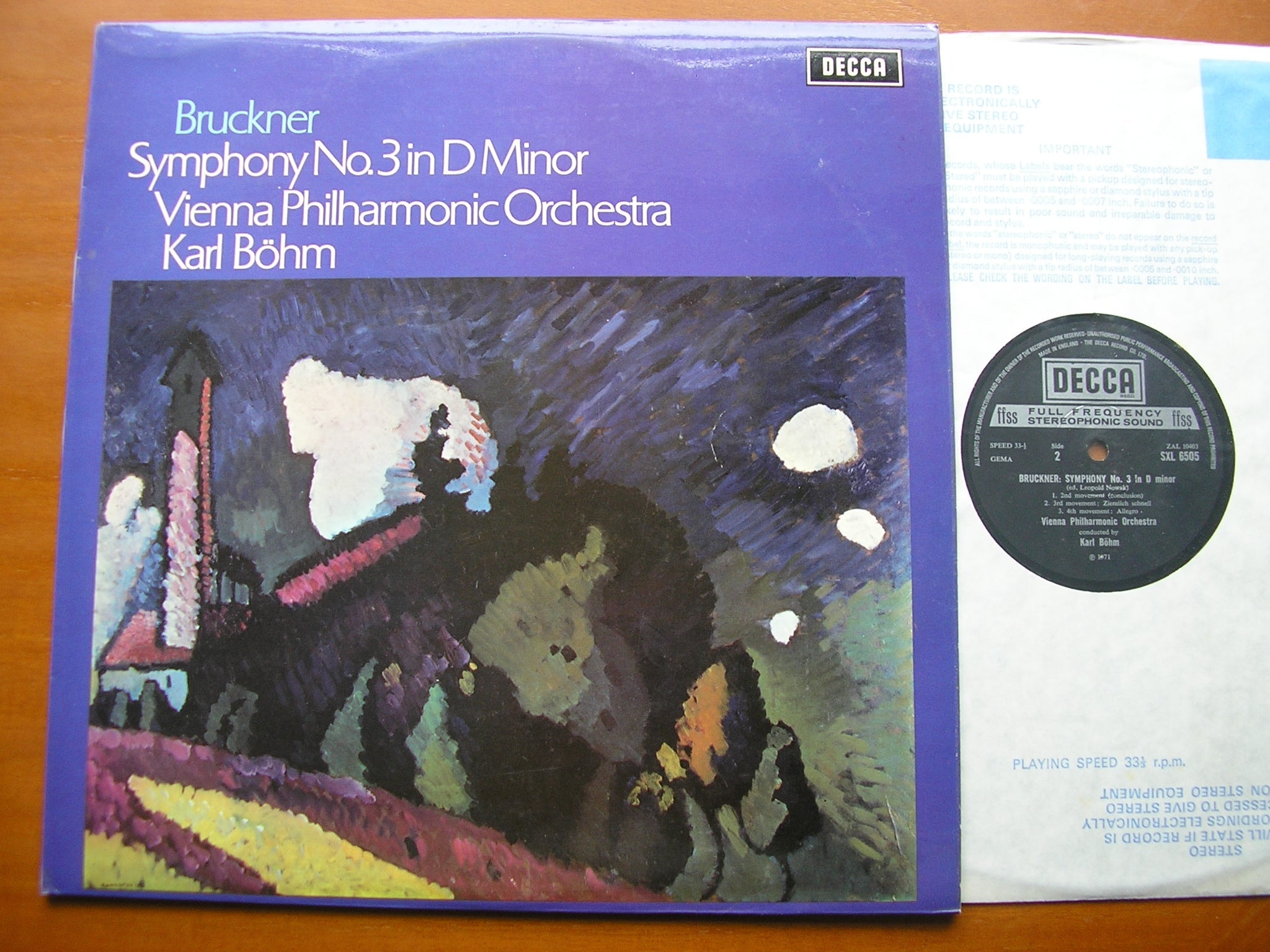 SXL 6505 BRUCKNER: SYMPHONY No. 3 BOHM / VIENNA PHILHARMONIC
