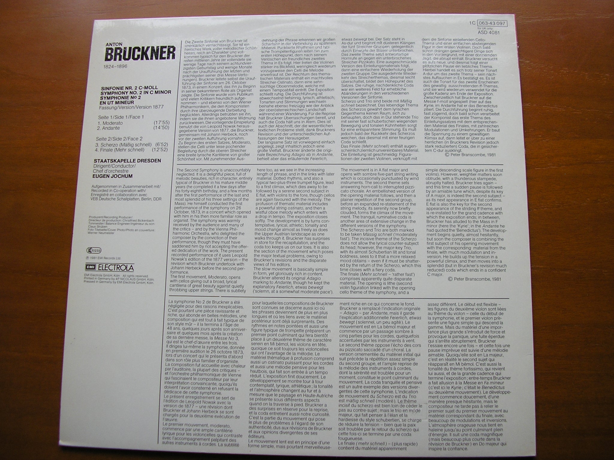 BRUCKNER: SYMPHONY No. 2        JOCHUM / DRESDEN STATE ORCHESTRA      ASD 4081
