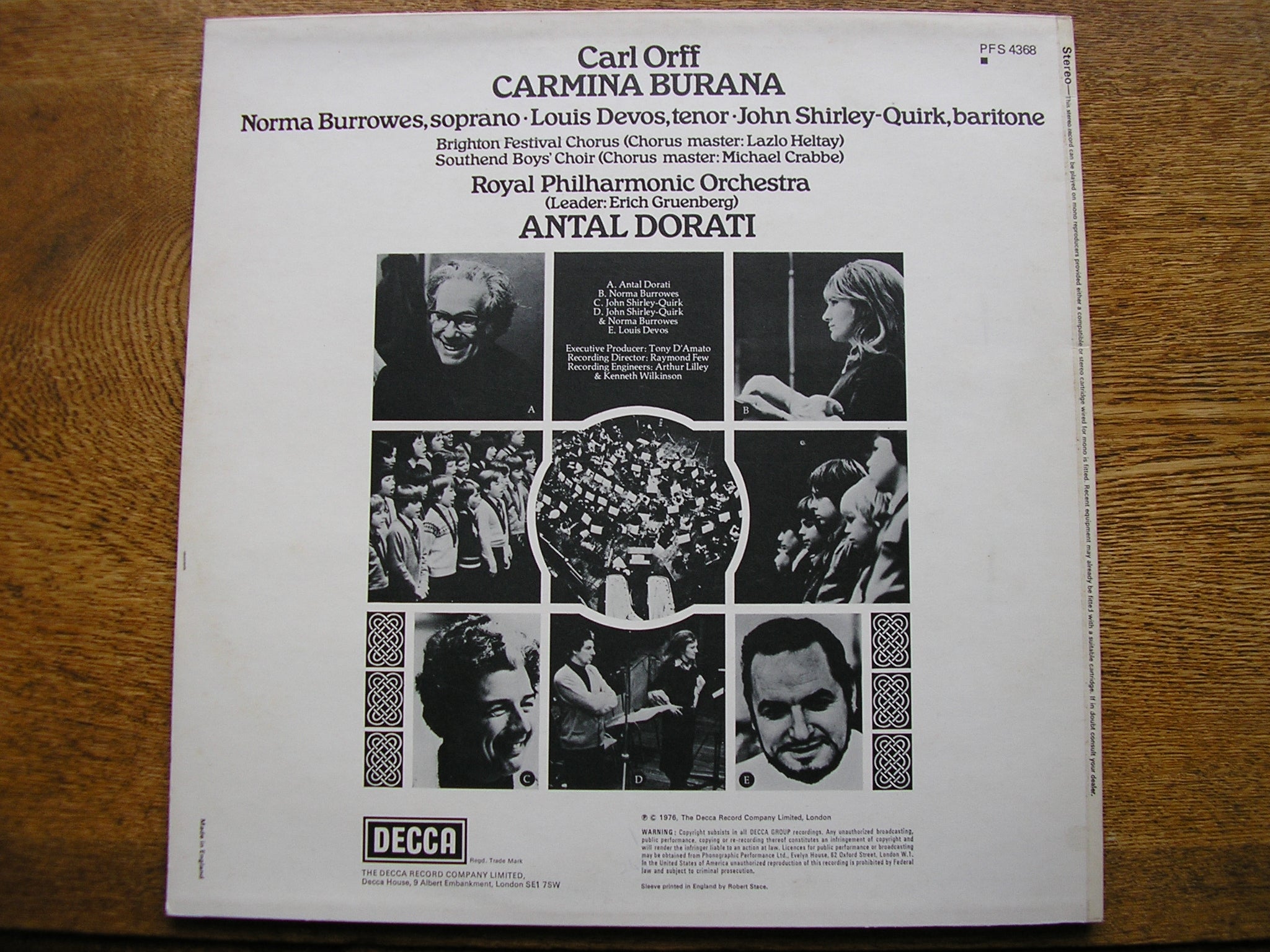 ORFF: CARMINA BURANA  SOLOISTS / ROYAL PHILHARMONIC / ANTAL DORATI   PFS 4368
