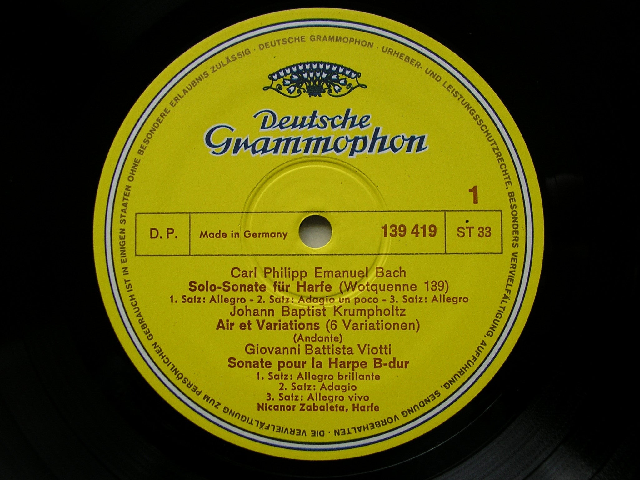 MUSIC FOR HARP: BACH / KRUMPHOLTZ / VIOTTI / SALZEDO / CAPLET / PROKOFIEV   NICANOR ZABALETA   139 419