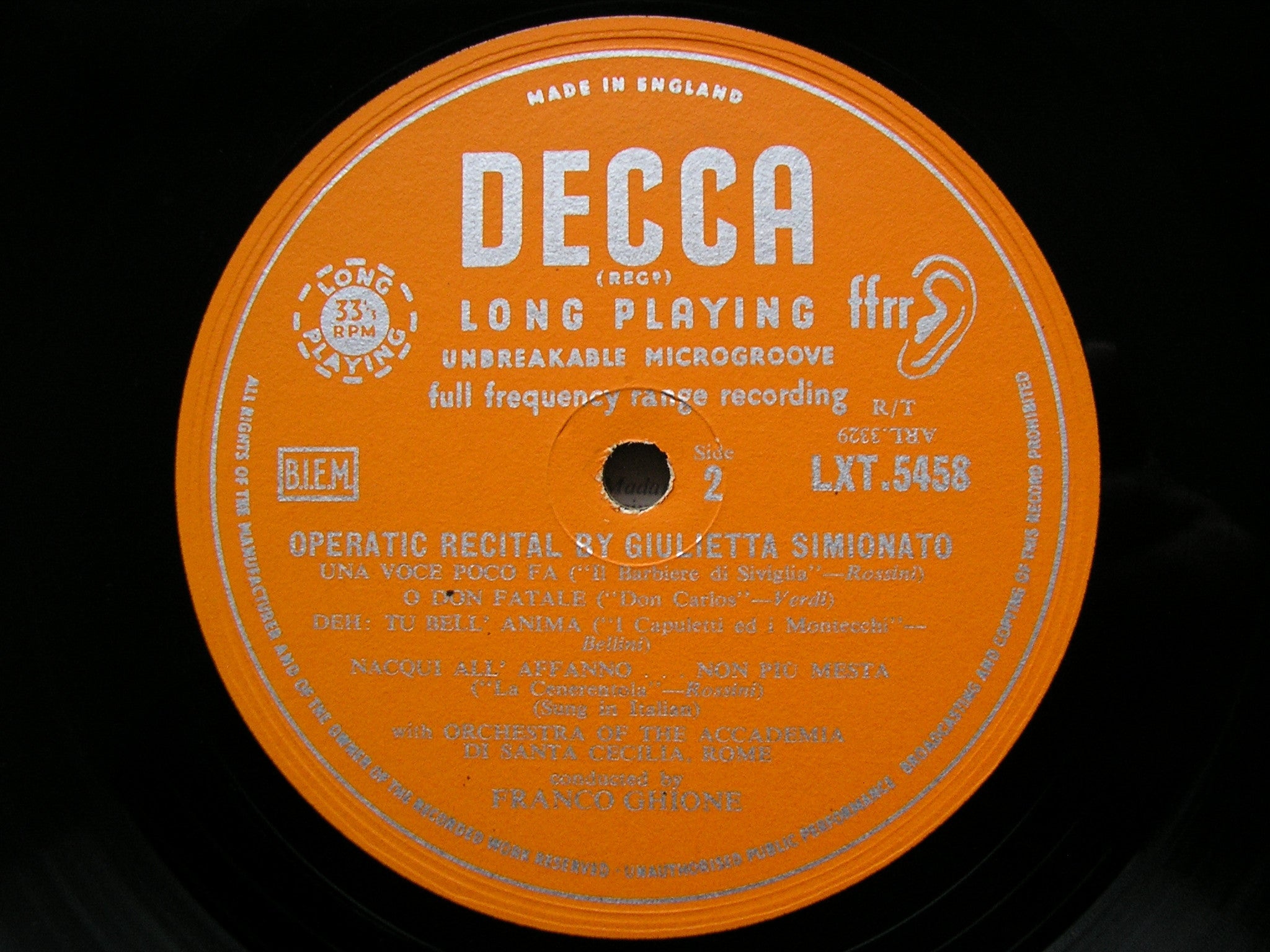 OPERATIC RECITAL: VERDI / BIZET / ROSSINI / MASSENET / BELLINI / THOMAS   GIULIETTA SIMIONATO   LXT 5458