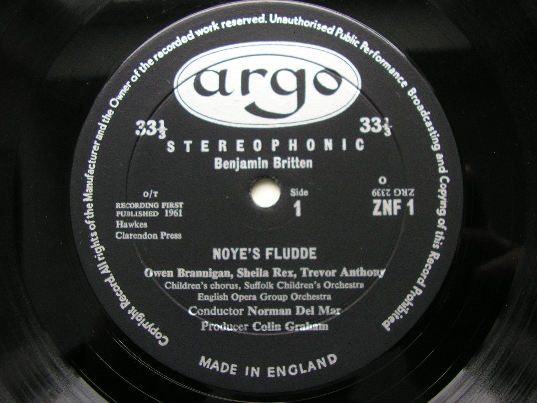 BRITTEN: NOYE'S FLUDDE   SOLOISTS / ENGLISH CHAMBER ORCHESTRA / DEL MAR*    ZNF 1